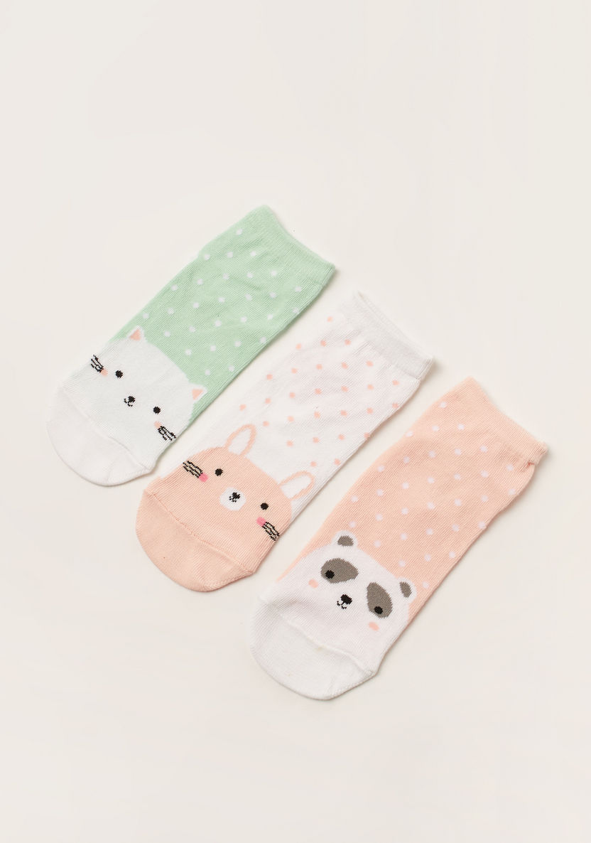 Juniors Animal Print Ankle Length Socks - Set of 3-Socks-image-1