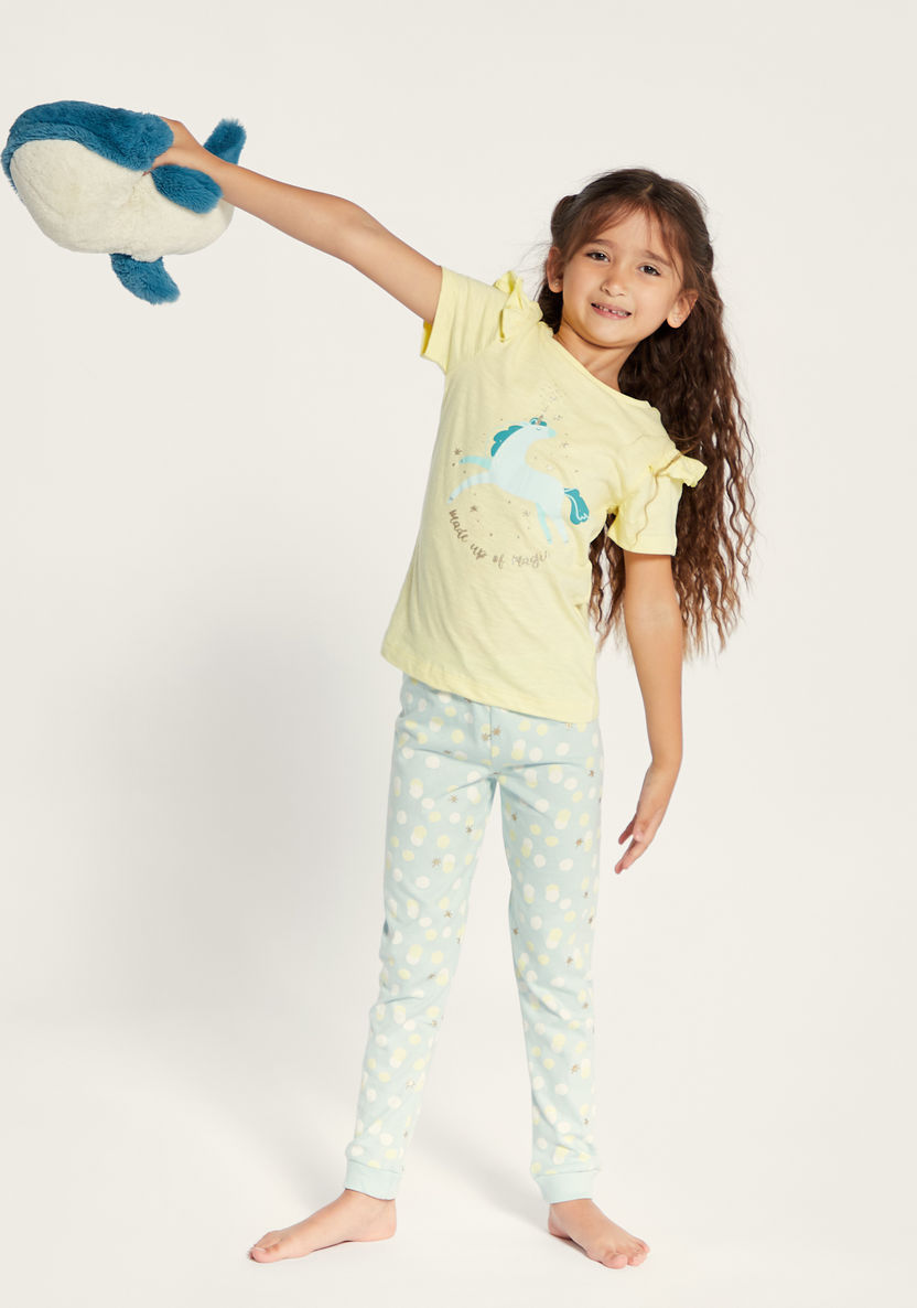 Juniors Printed Short Sleeve T-shirt and Pyjama Set-Pyjama Sets-image-0