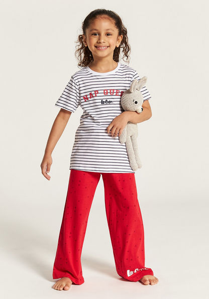 Lee Cooper Striped Short Sleeves T-shirt and Printed Pyjama Set-Clothes Sets-image-0