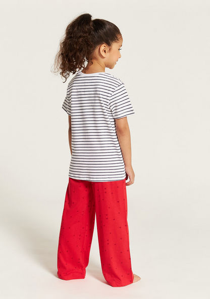 Lee Cooper Striped Short Sleeves T-shirt and Printed Pyjama Set-Clothes Sets-image-4
