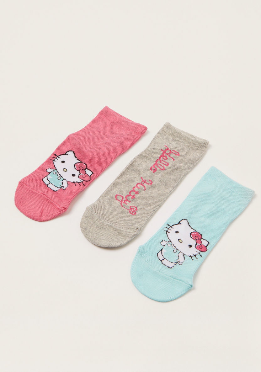 Sanrio Hello Kitty Print Socks - Set of 3-Socks-image-1