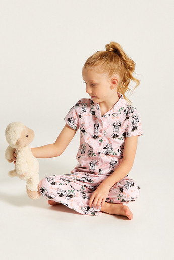 Minnie Mouse Print Short Sleeve Shirt and Pyjama Set