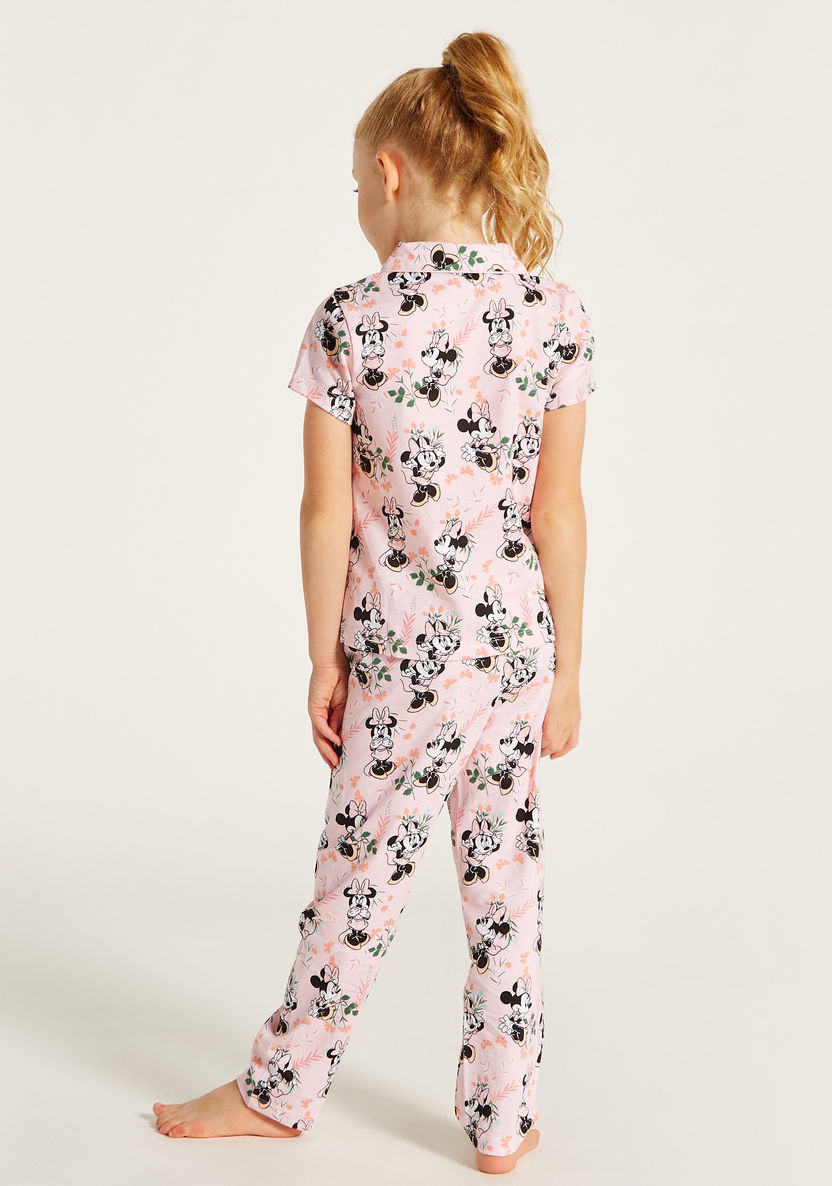 Minnie Mouse Print Short Sleeve Shirt and Pyjama Set-Pyjama Sets-image-4