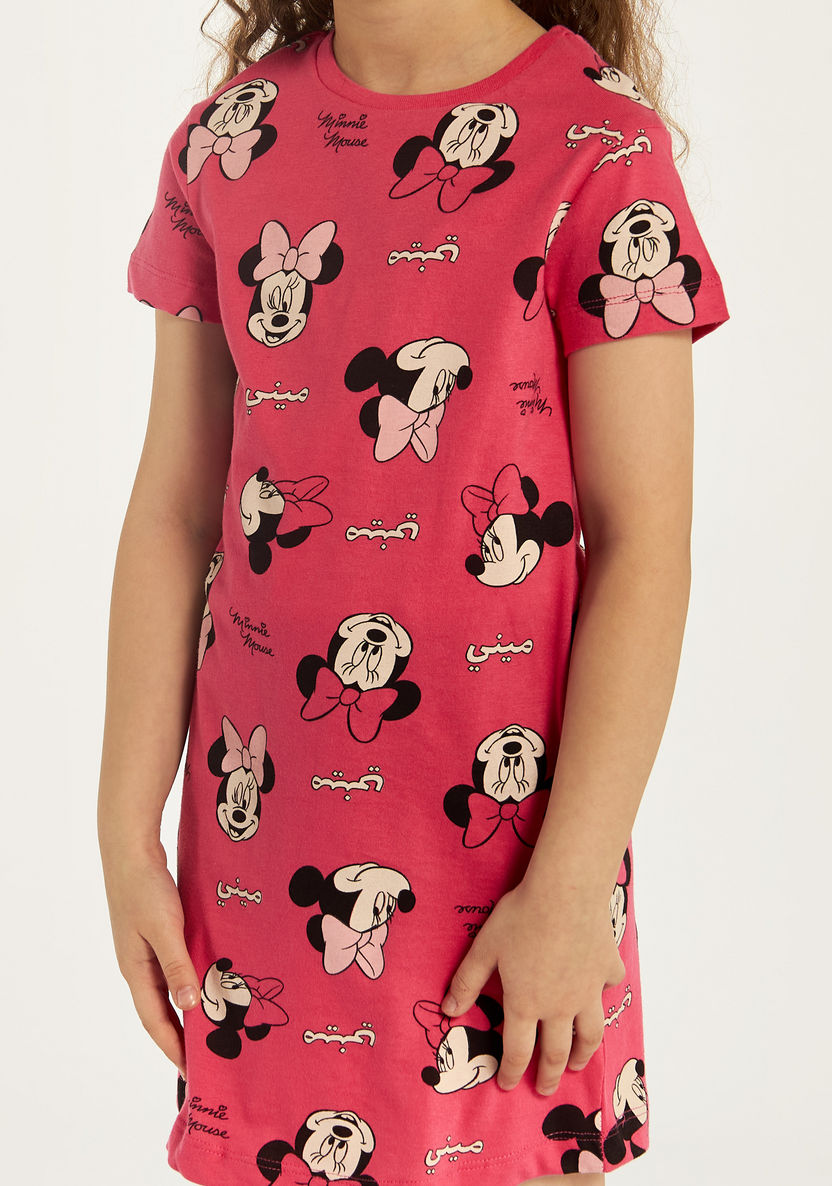 Disney Minnie Mouse Print Crew Neck Night Dress with Short Sleeves-Nightwear-image-2
