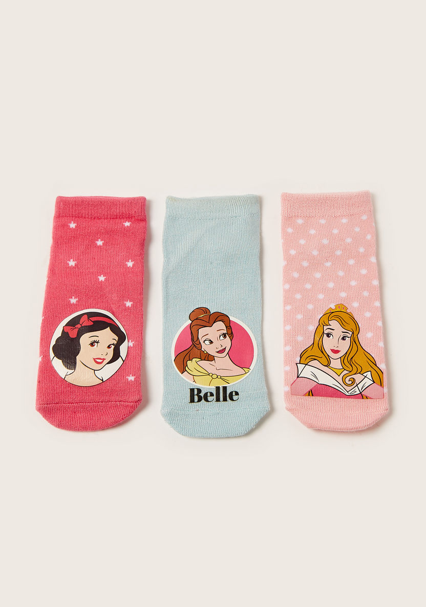 Disney Princess Print Ankle Length Socks - Set of 3-Socks-image-0
