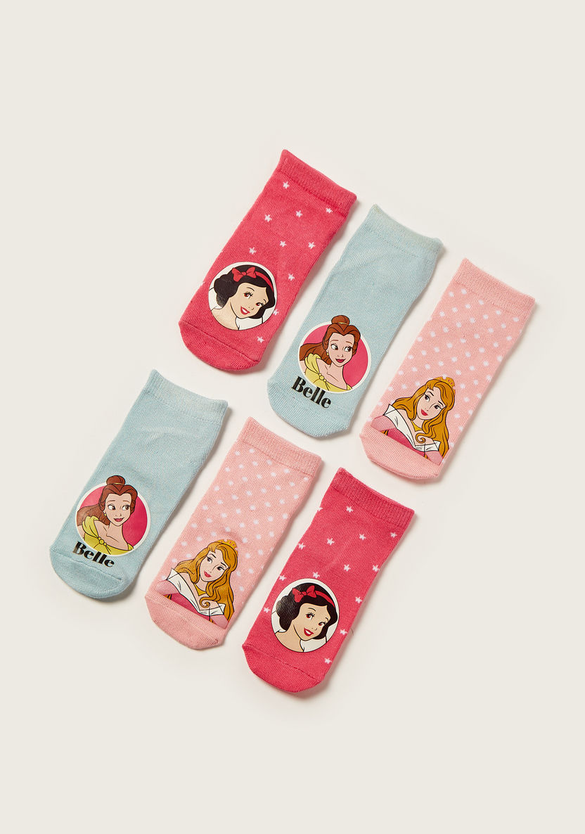Disney Princess Print Ankle Length Socks - Set of 3-Socks-image-1