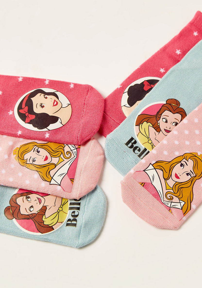 Disney Princess Print Ankle Length Socks - Set of 3-Socks-image-3