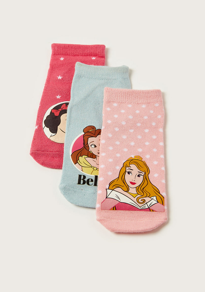 Disney Princess Print Ankle Length Socks - Set of 3-Socks-image-4