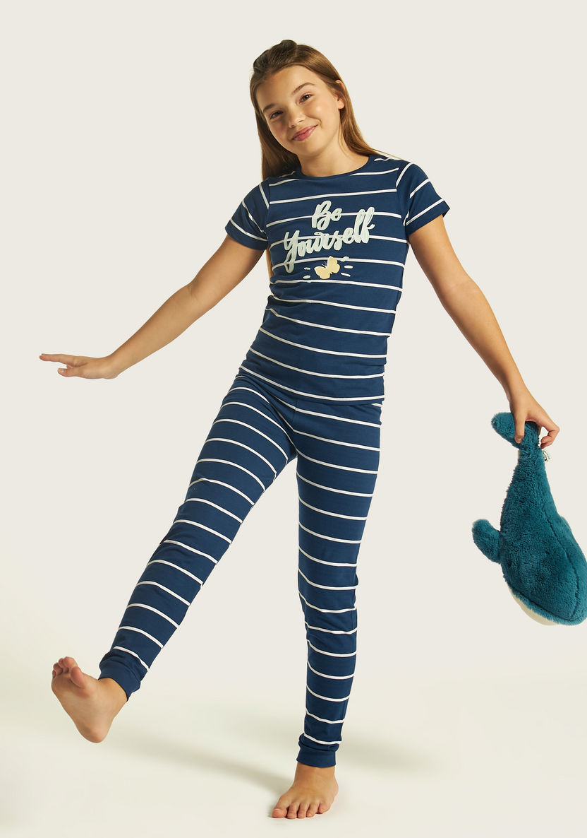Juniors Printed Short Sleeves T-shirt and Pyjamas - Set of 2-Nightwear-image-1