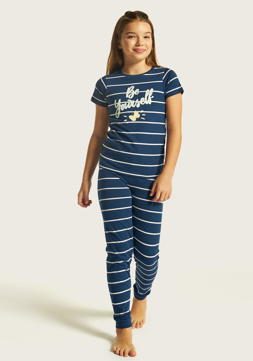 Juniors Printed Short Sleeves T-shirt and Pyjamas - Set of 2-Nightwear-image-2