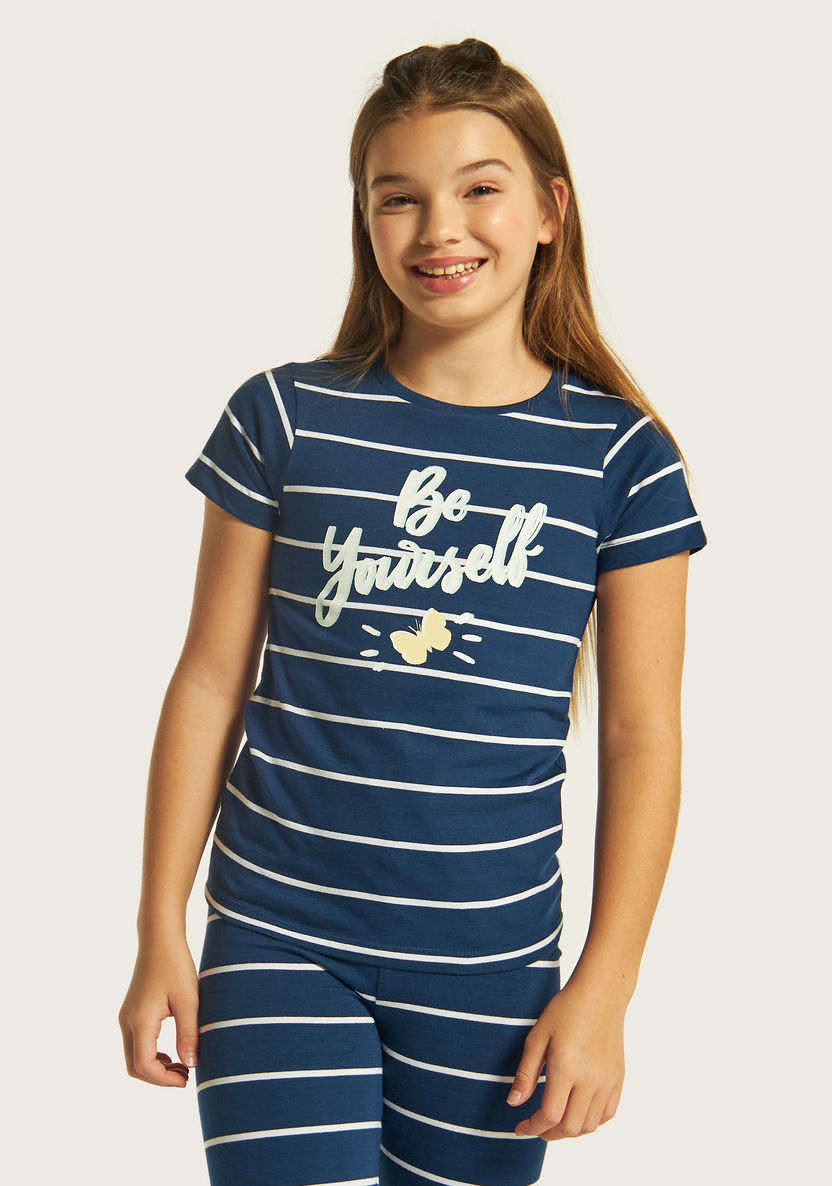 Juniors Printed Short Sleeves T-shirt and Pyjamas - Set of 2-Nightwear-image-3