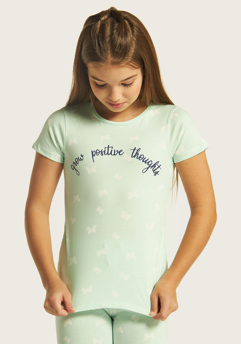 Juniors Printed Short Sleeves T-shirt and Pyjamas - Set of 2-Nightwear-image-7