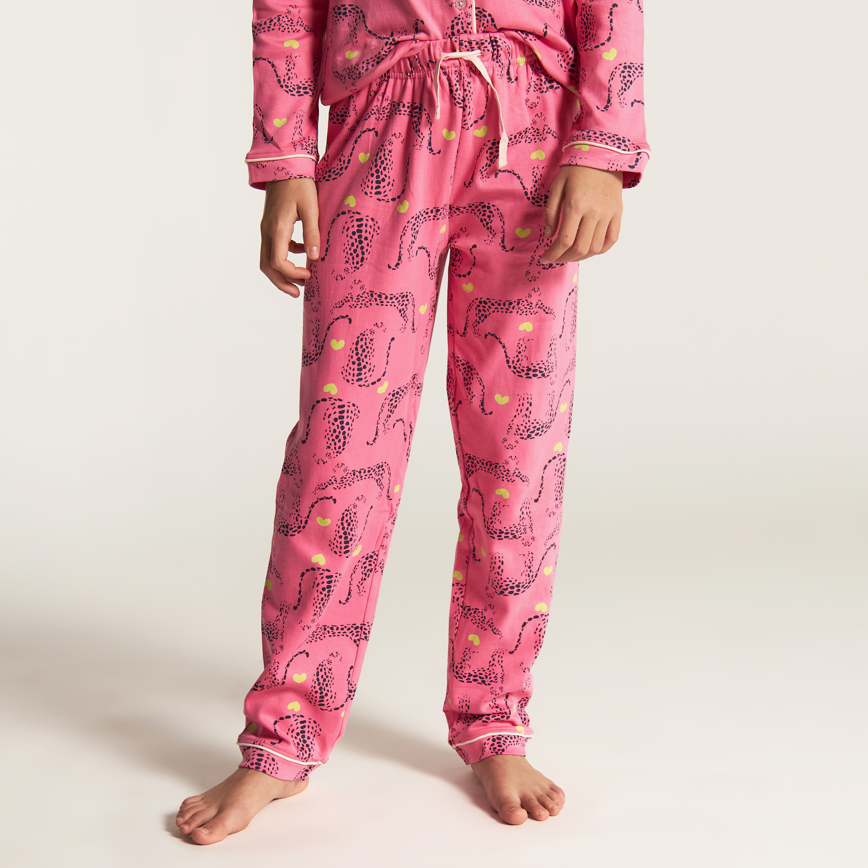 Juniors Leopard Print Shirt and Full Length Pyjama Set-girls-clothing-nightwear-image-4