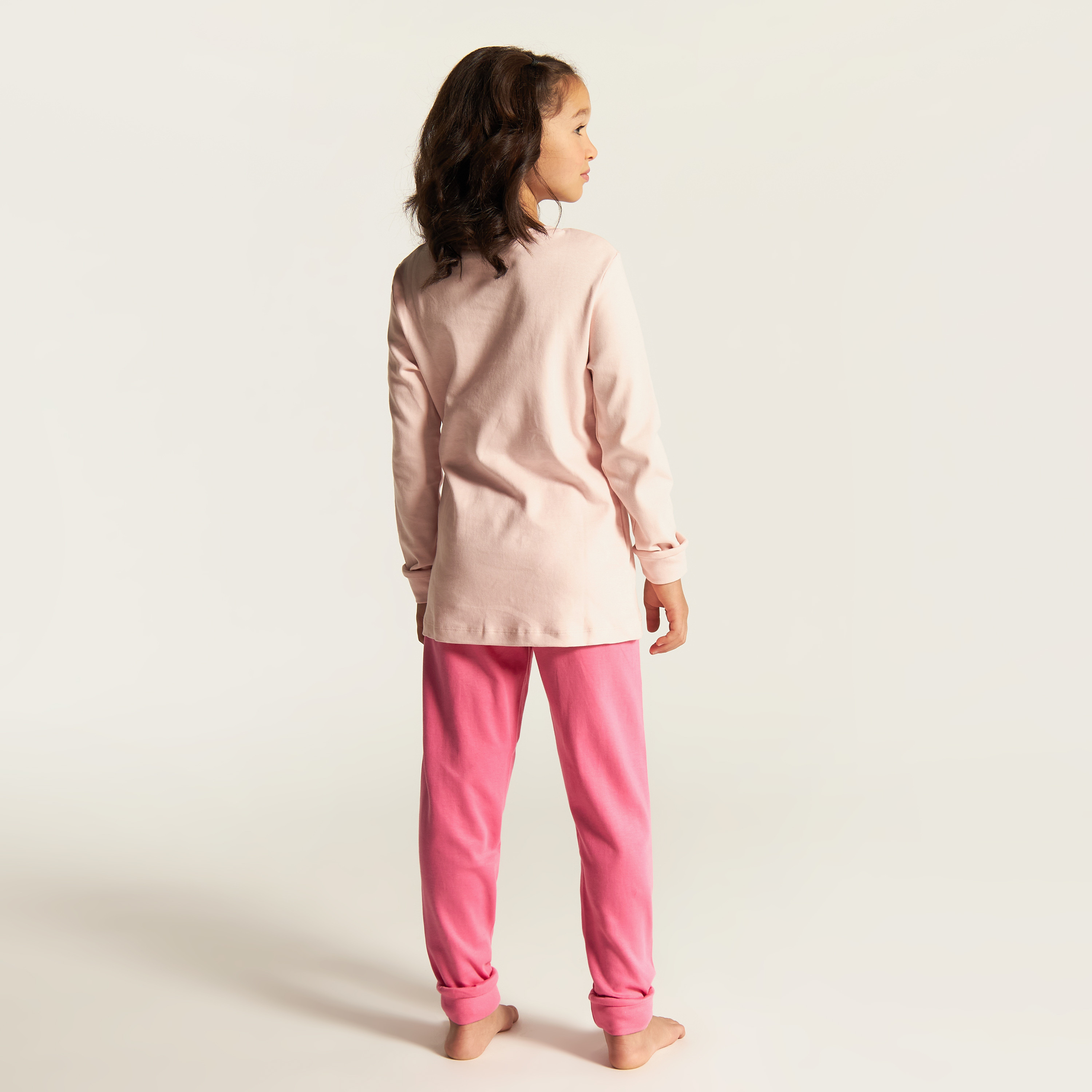 Juniors Printed Round Neck T-shirt and Pyjama Set-girls-clothing-nightwear-image-4