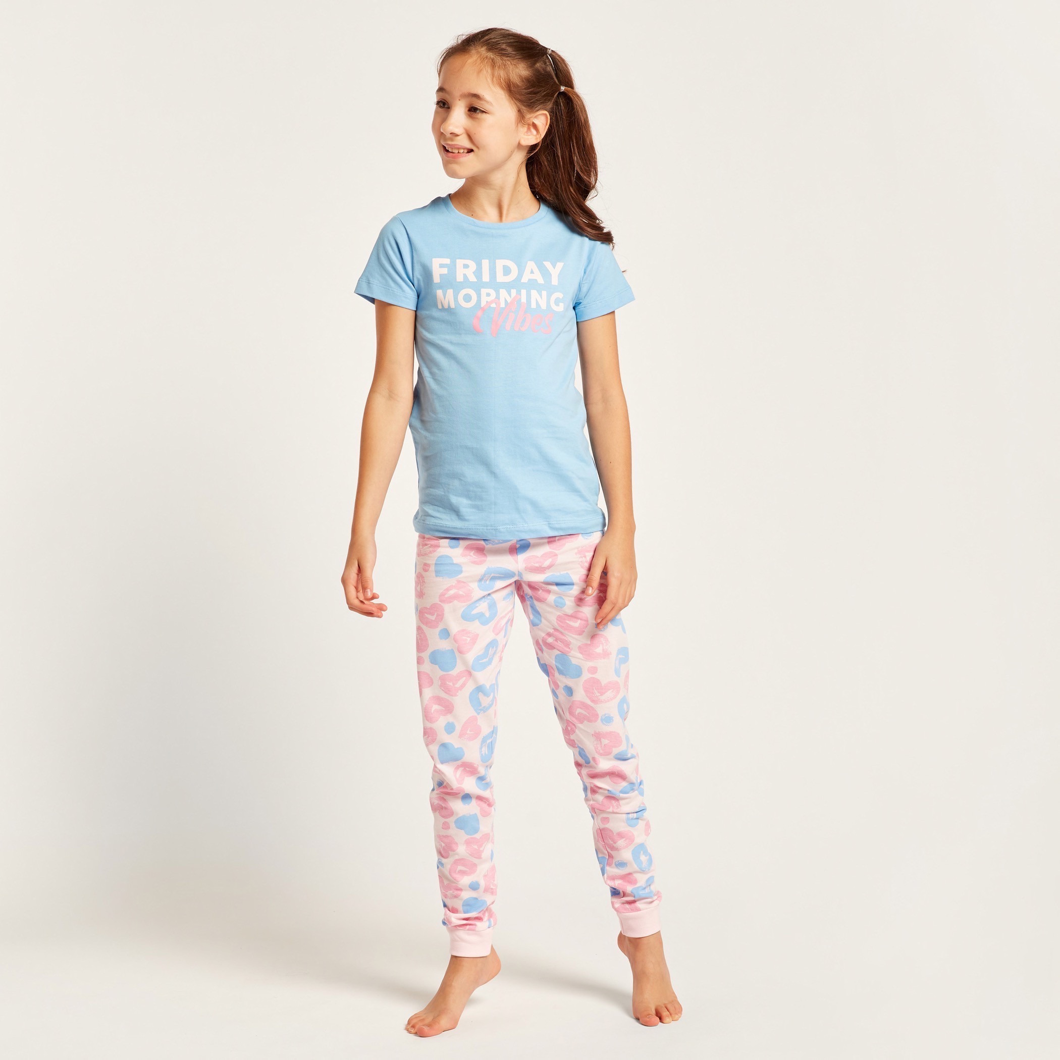 طقم بنطلونات بيجاما وتيشيرتات بطبعات 6 قطع من جونيورز-girls-clothing-multipacks-image-2