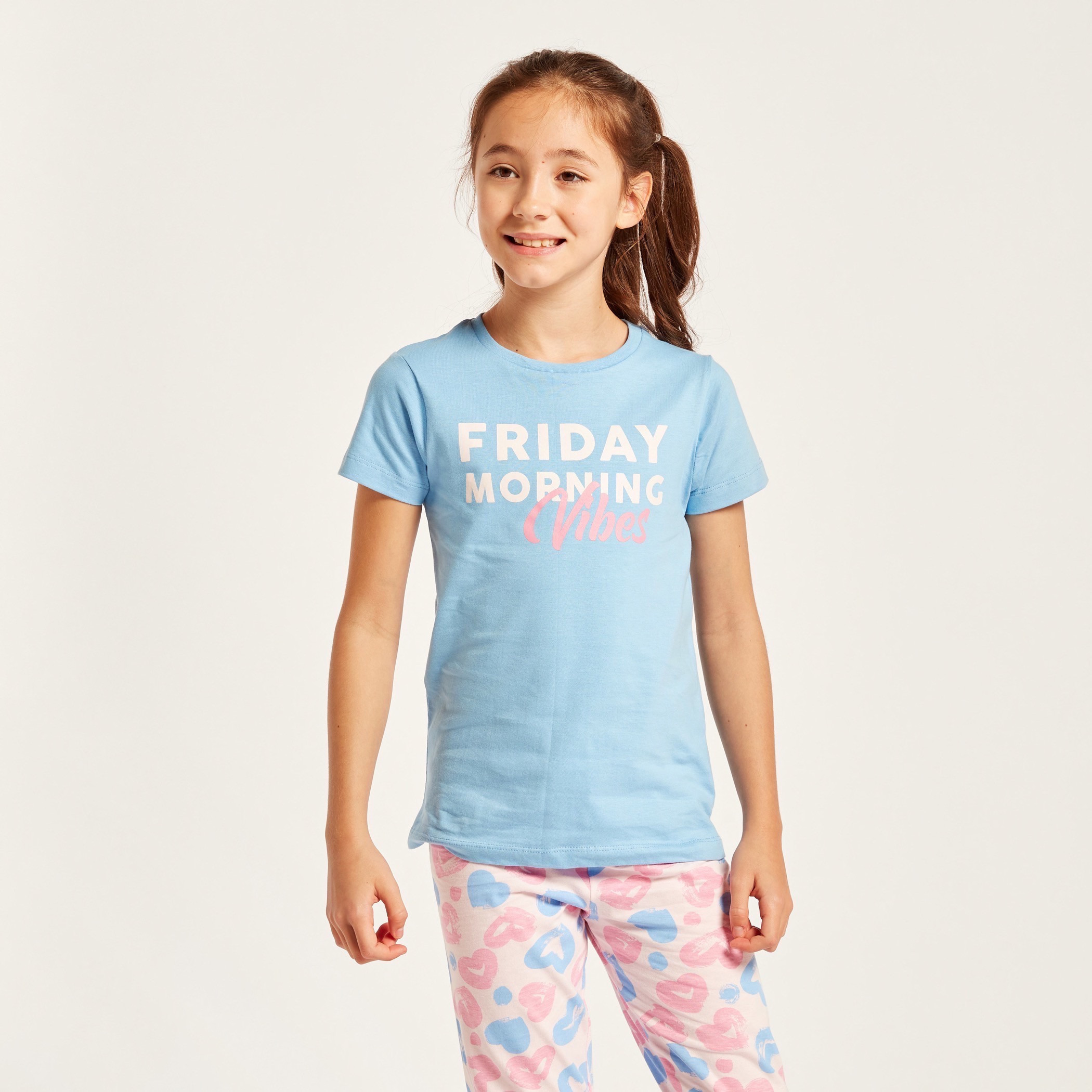 طقم بنطلونات بيجاما وتيشيرتات بطبعات 6 قطع من جونيورز-girls-clothing-multipacks-image-8