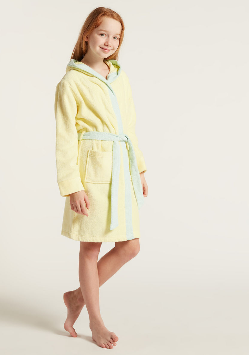 Juniors Long Sleeves Bathrobe with Tie-Up Belt and Hood-Towels and Flannels-image-0