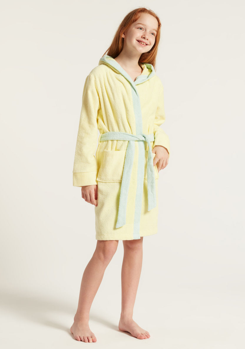 Juniors Long Sleeves Bathrobe with Tie-Up Belt and Hood-Towels and Flannels-image-1