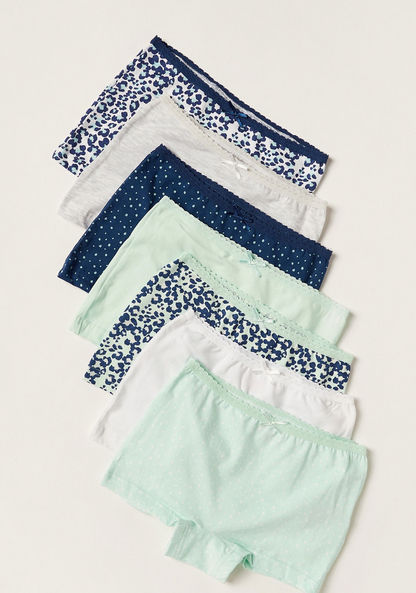 Juniors Assorted Boxers with Lace and Bow Detail - Set of 7