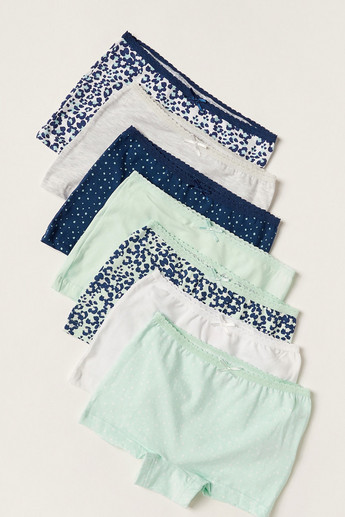 Juniors Assorted Boxers with Lace and Bow Detail - Set of 7