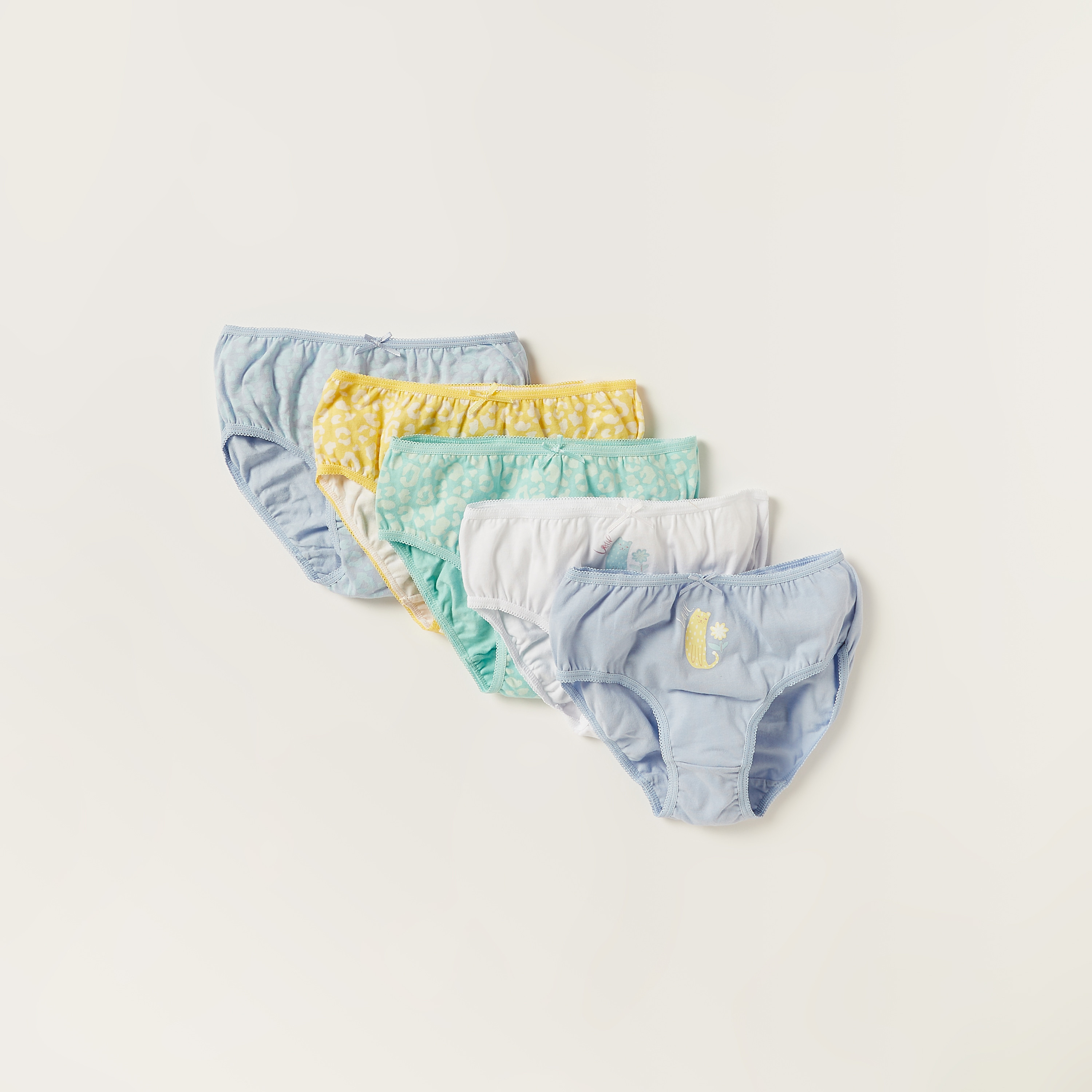Juniors Printed Briefs with Elasticated Waistband - Set of 5-girls-clothing-multipacks-image-1