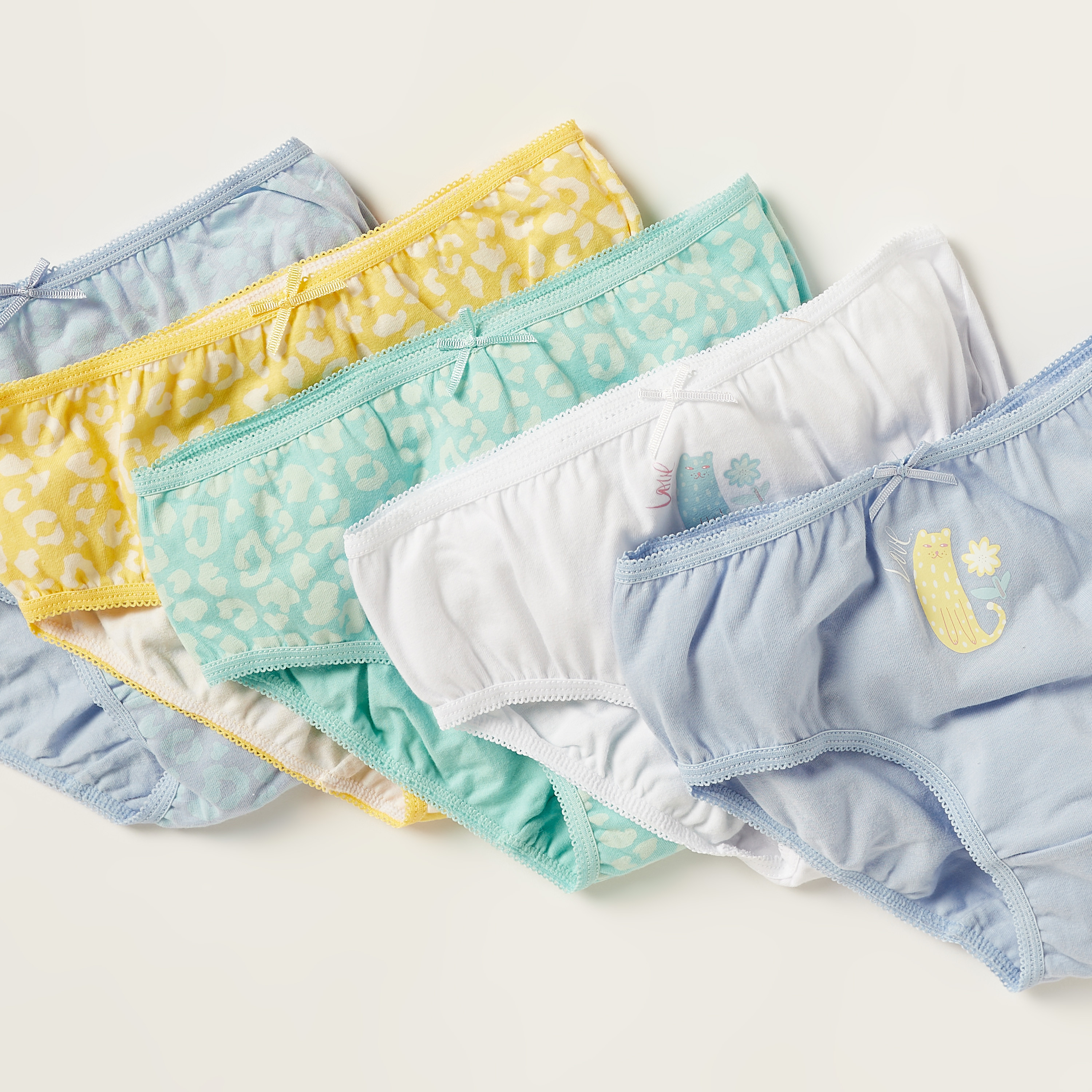 Juniors Printed Briefs with Elasticated Waistband - Set of 5-girls-clothing-multipacks-image-2