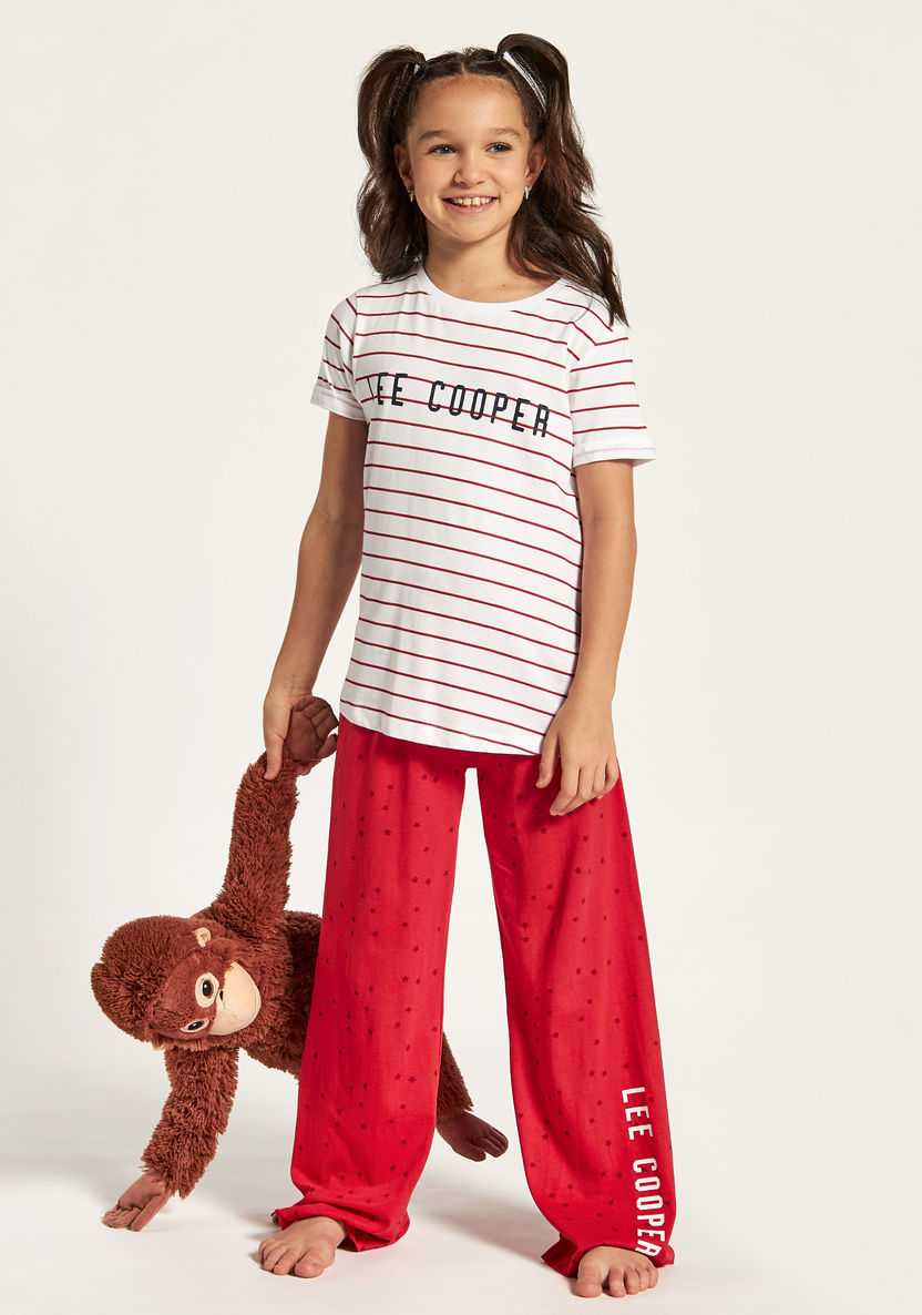 Lee Cooper Printed Round Neck T-shirt and Pyjama Set-Nightwear-image-0