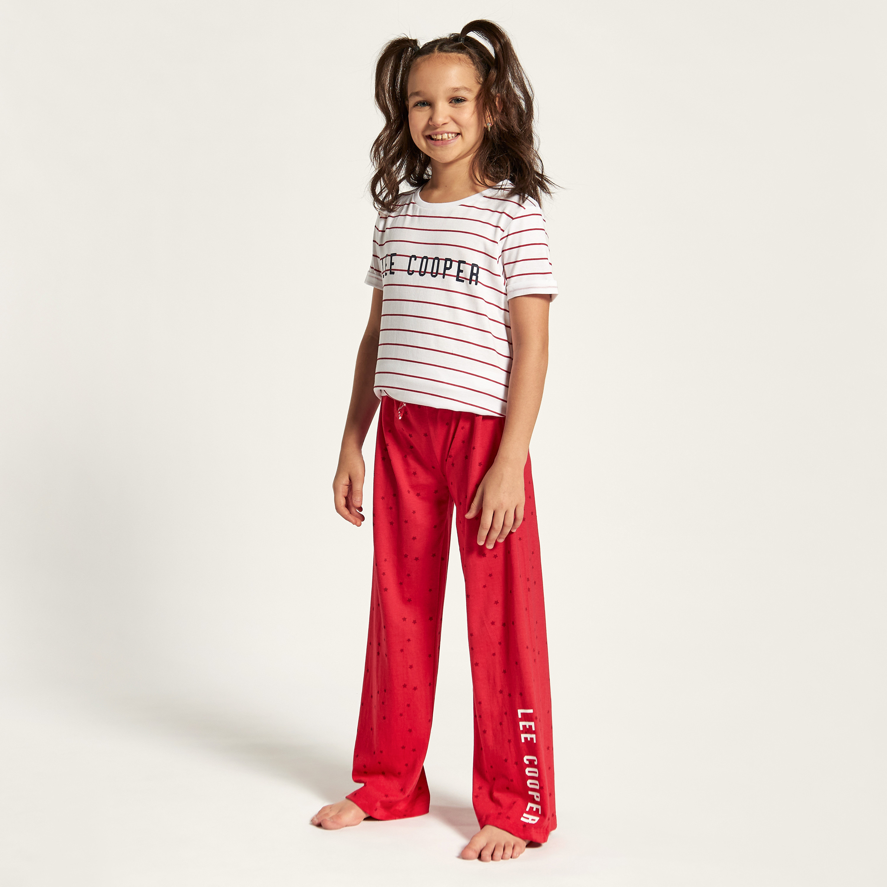 Lee Cooper Printed Round Neck T-shirt and Pyjama Set-girls-clothing-nightwear-image-2