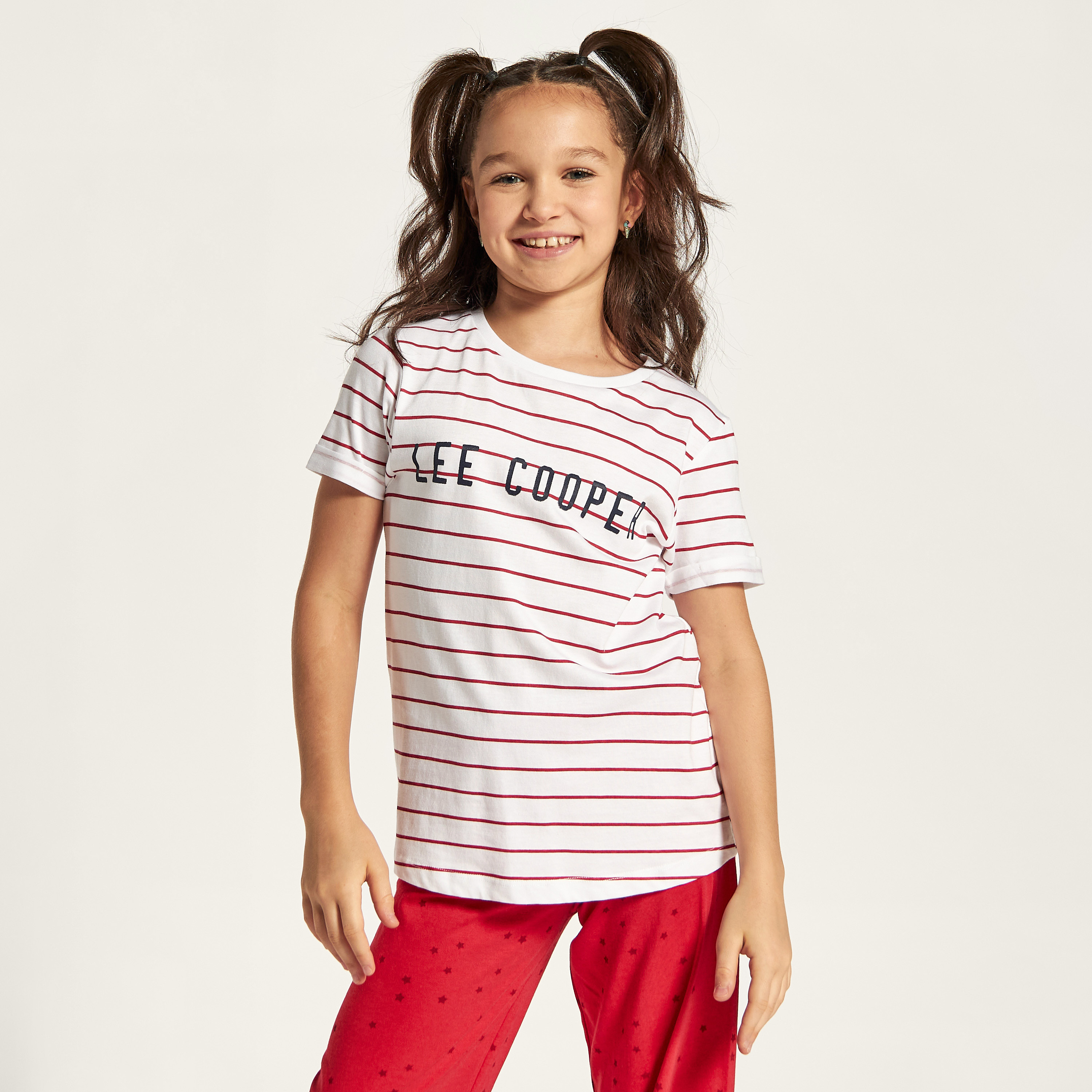 Lee Cooper Printed Round Neck T-shirt and Pyjama Set-girls-clothing-nightwear-image-3