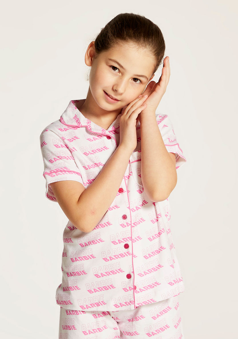 All Over Barbie Print Shirt and Pyjama Set-Nightwear-image-2
