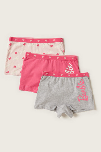 Barbie Print Boxer Briefs with Elasticated Waistband - Set of 3