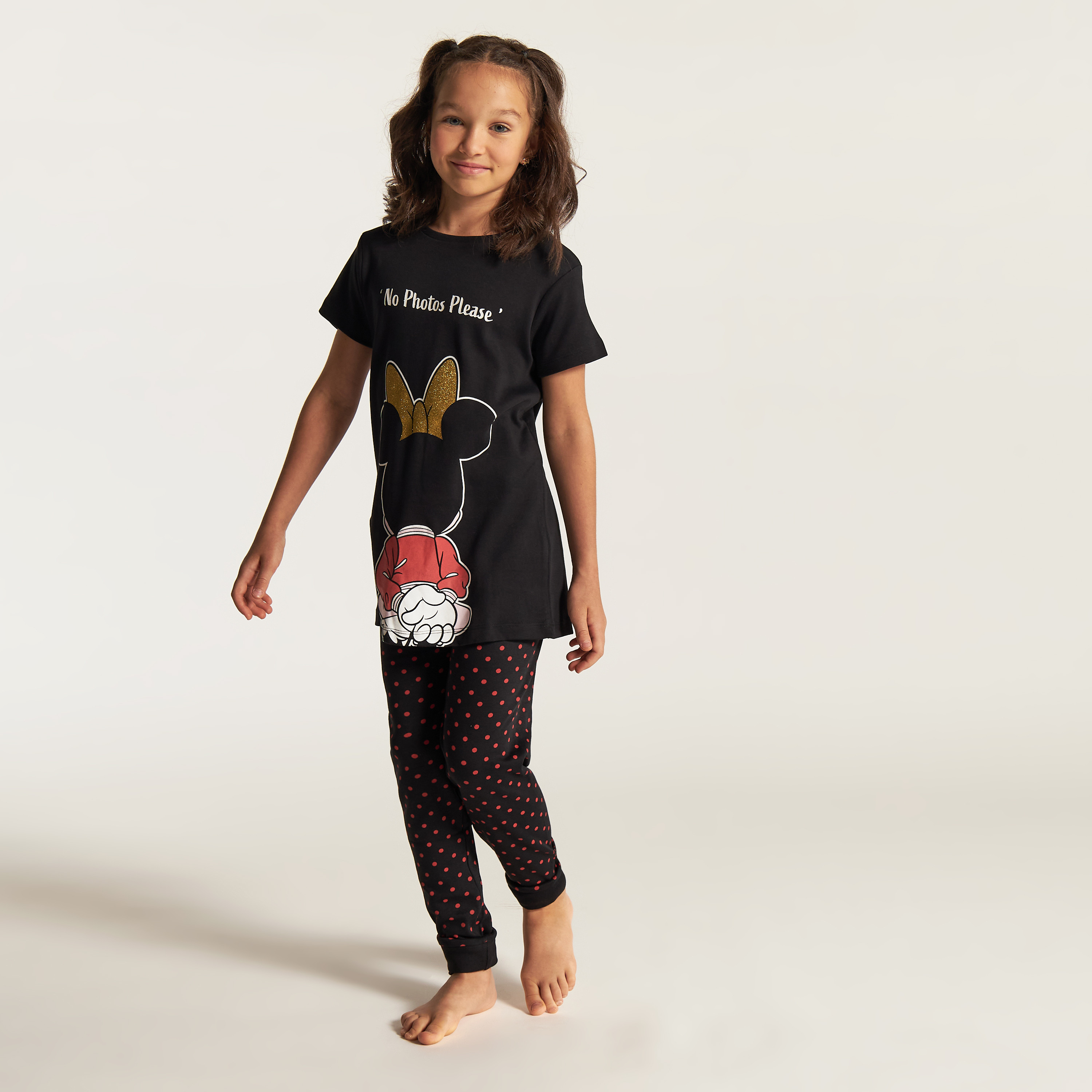 Disney Minnie Mouse Print T-shirt and Pyjama Set-girls-clothing-nightwear-image-5