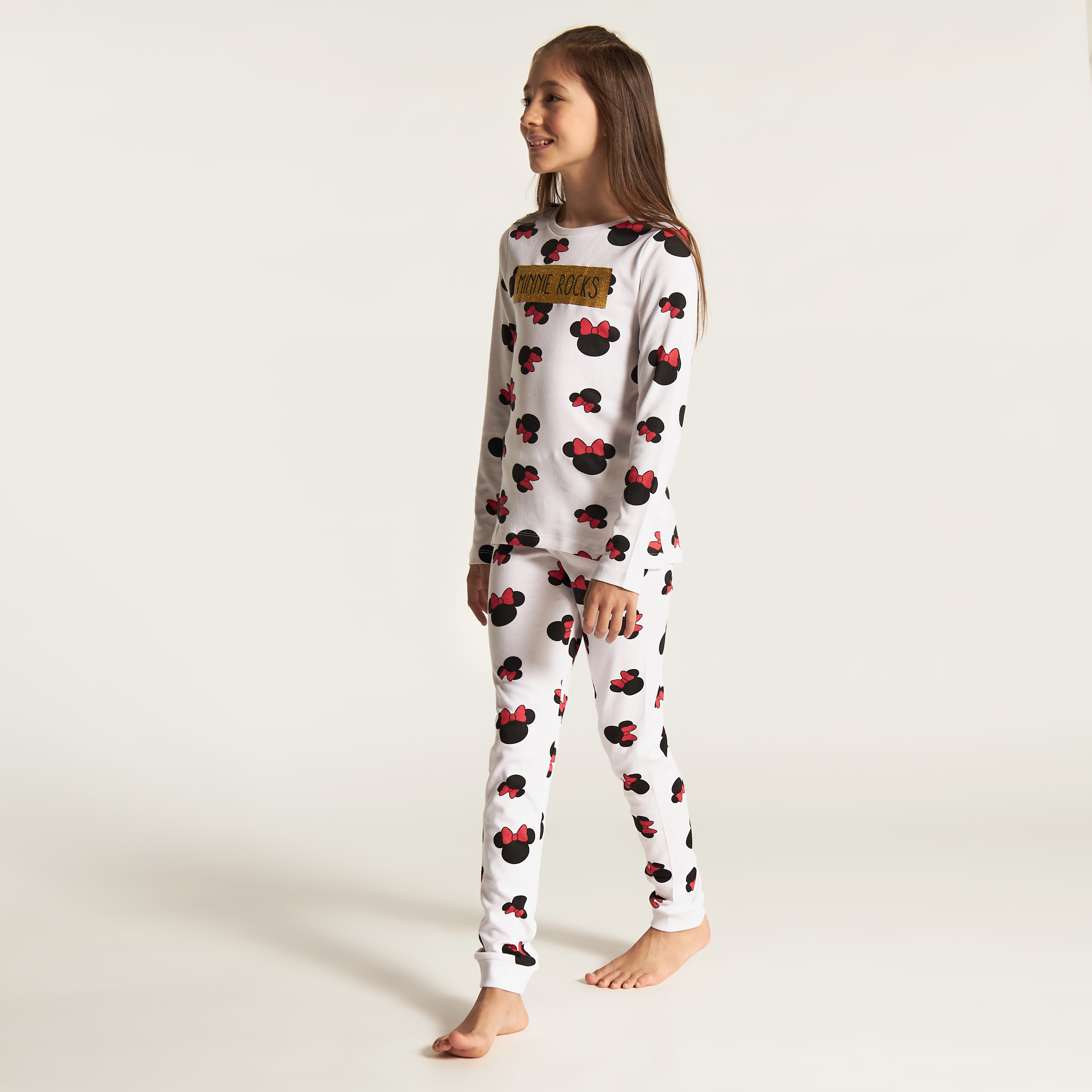 Disney Minnie Mouse Print T-shirt and Pyjama Set-girls-clothing-nightwear-image-2