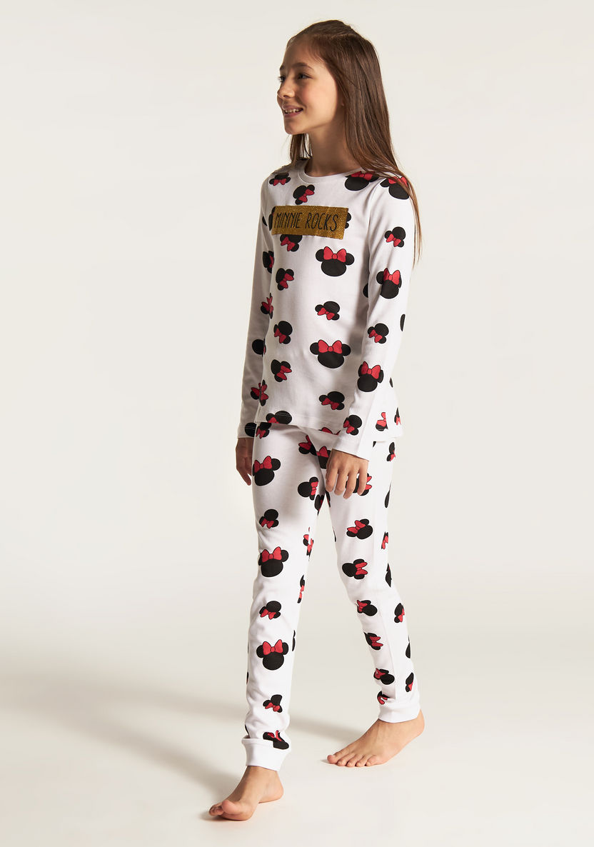 Disney Minnie Mouse Print T-shirt and Pyjama Set-Nightwear-image-1