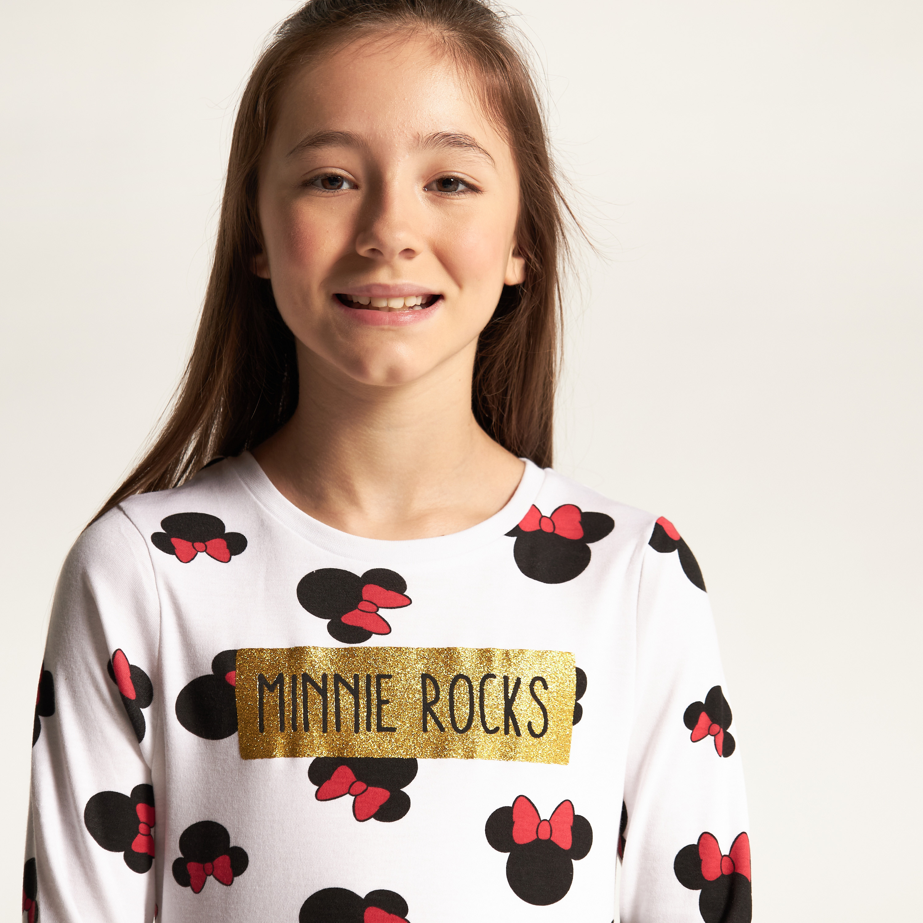 Disney Minnie Mouse Print T-shirt and Pyjama Set-girls-clothing-nightwear-image-3