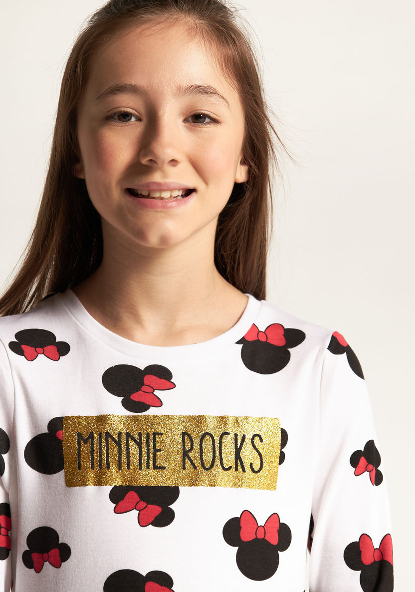 Disney Minnie Mouse Print T-shirt and Pyjama Set-Nightwear-image-2