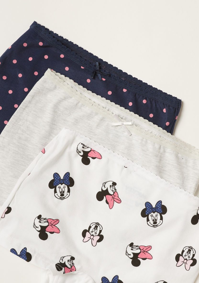 Minnie Mouse Print Boxers with Bow Applique Detail - Set of 3-Panties-image-2