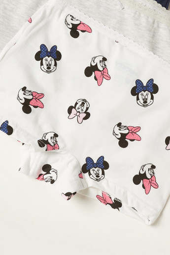 Minnie Mouse Print Boxers with Bow Applique Detail - Set of 3