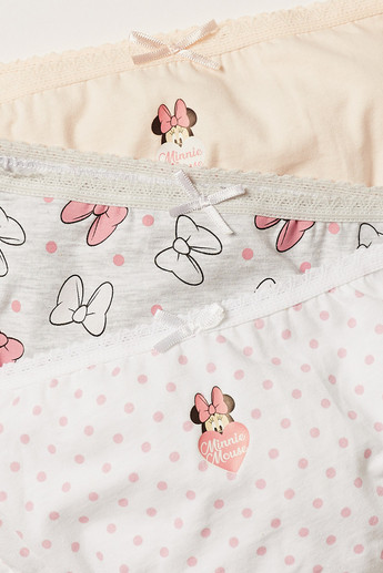 Minnie Mouse Print Briefs with Bow Applique - Set of 3