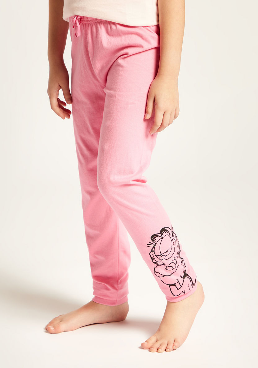 Nickelodeon Garfield Print Crew Neck T-shirt and Full Length Pyjama Set-Nightwear-image-3