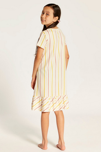 Juniors Striped Nightdress with Short Sleeves