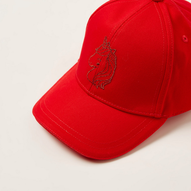 Juniors Unicorn Embroidered Cap with Hook and Loop Closure