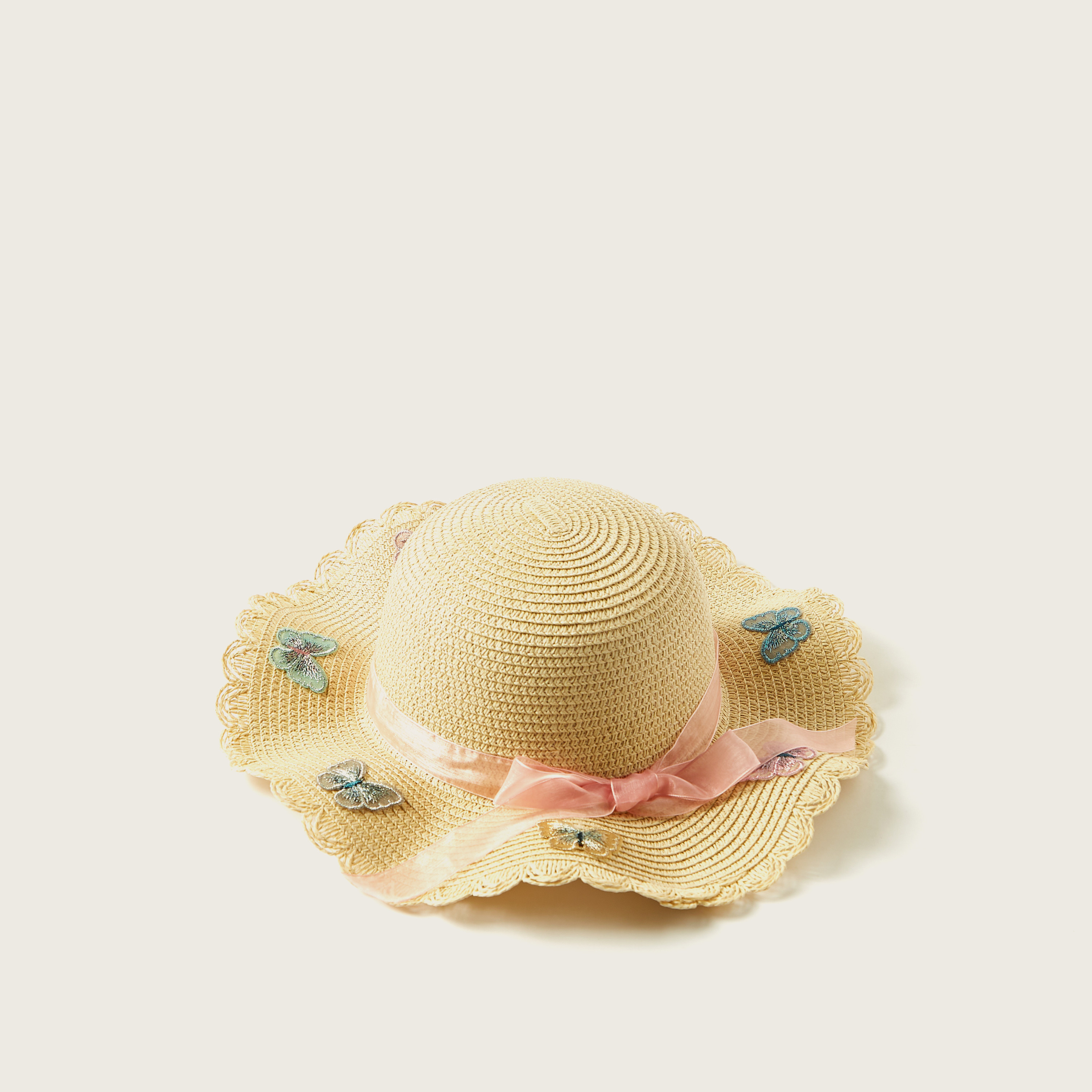 Juniors Textured Hat with Butterfly Accent-girls-accessories-caps-image-1