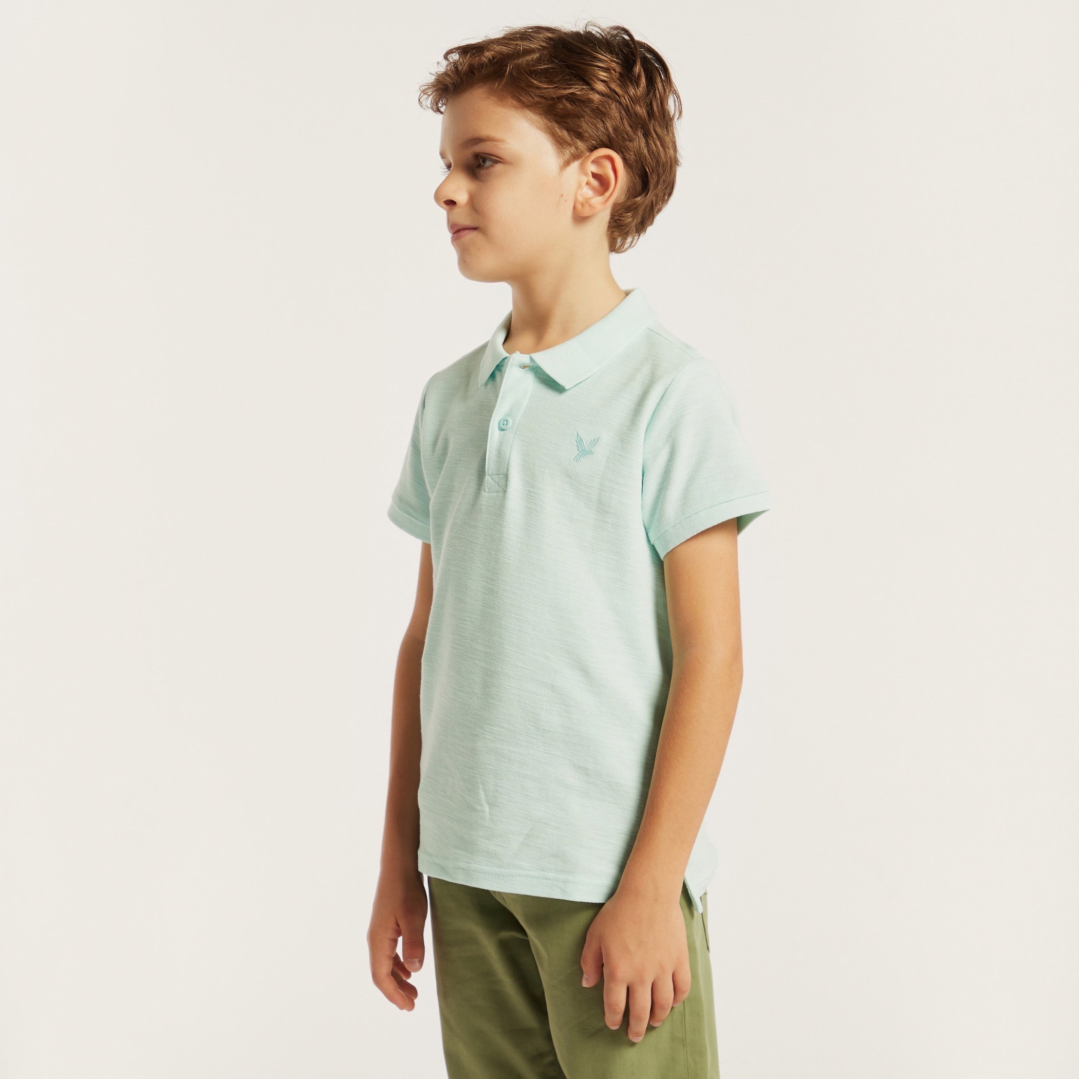 Buy Juniors Solid Polo Neck T shirt with Short Sleeves Online Babyshop Kuwait