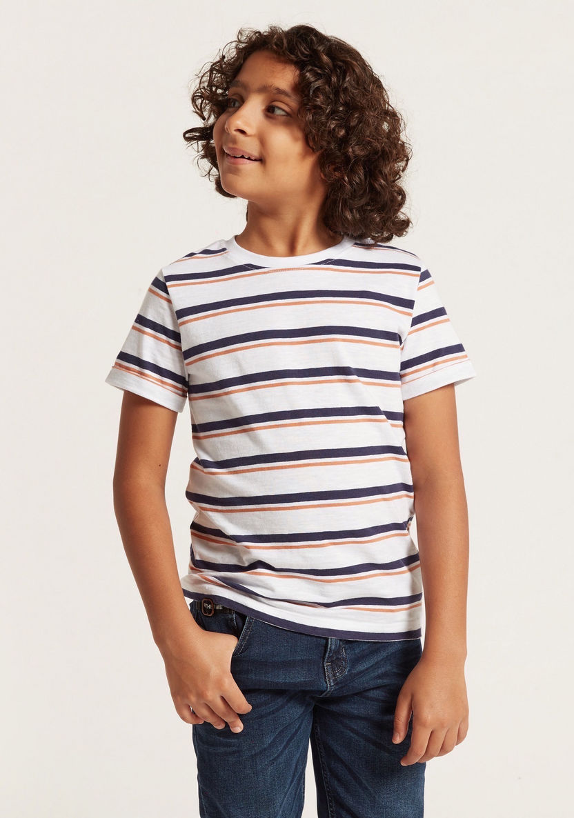Juniors Striped T-shirt with Short Sleeves-T Shirts-image-0