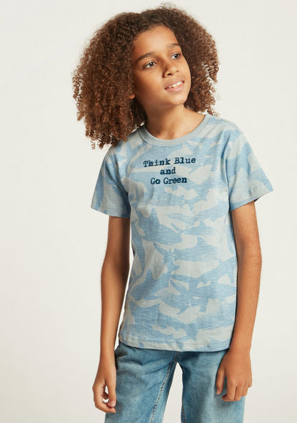 Juniors All-Over Printed T-shirt with Short Sleeves