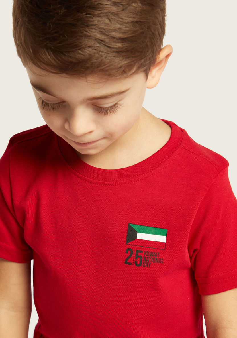 Juniors Kuwait National Day Print T-shirt with Short Sleeves-T Shirts-image-2