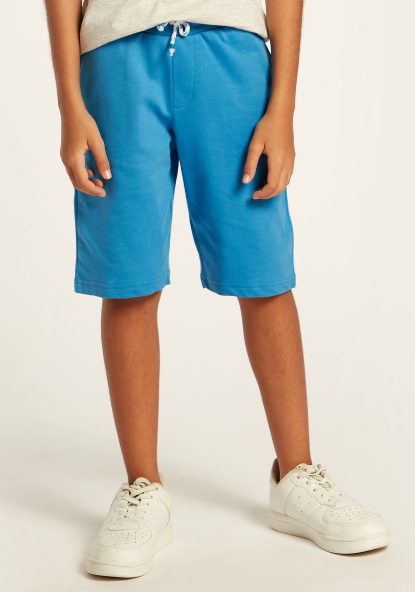 Juniors Solid Shorts with Elasticated Waistband and Pockets-Shorts-image-1