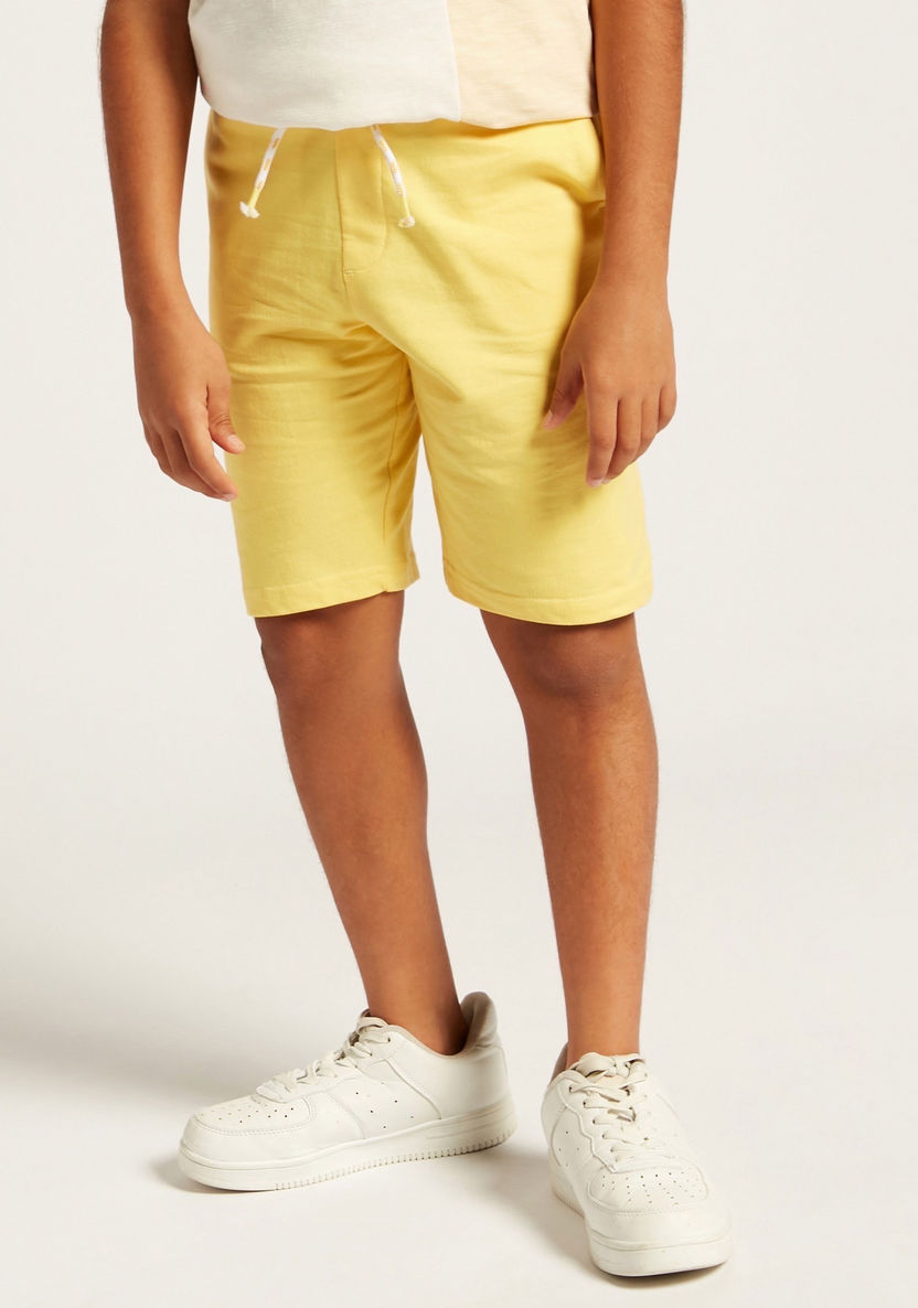 Juniors Solid Shorts with Elasticated Waistband and Pockets-Shorts-image-1