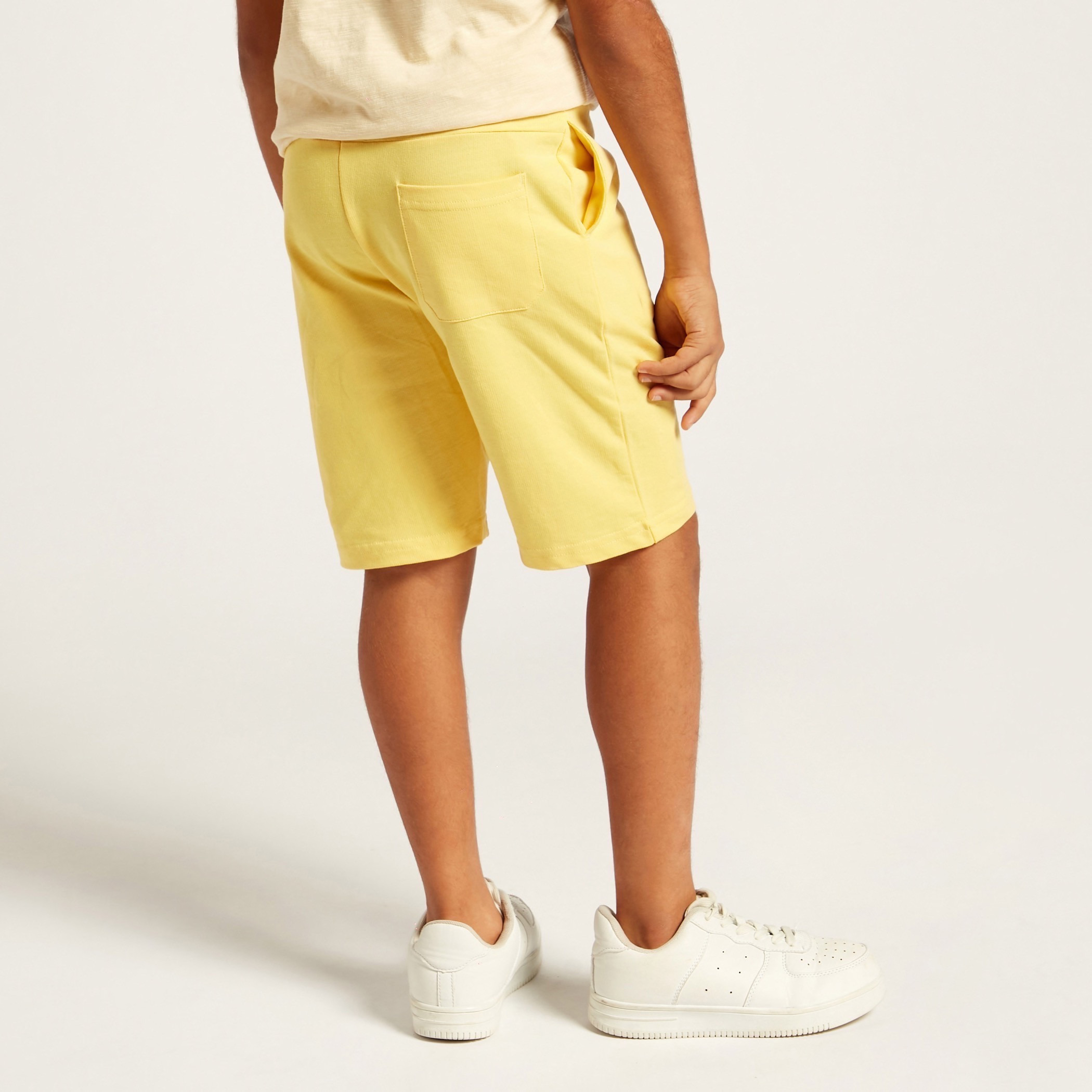Juniors Solid Shorts with Elasticated Waistband and Pockets-boys-clothing-bottoms-shorts-image-4